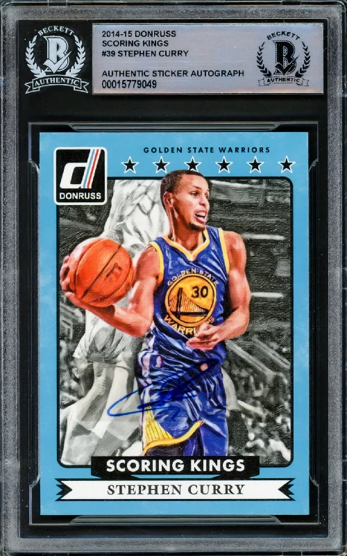 Men's basketball card pro team feature -Stephen Curry Autographed 2014-15 Donruss Scoring Kings Card #29 Golden State Warriors Beckett BAS #15779049