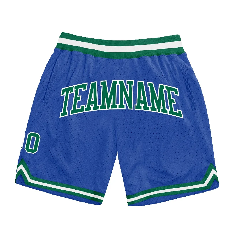 Men's basketball shorts performance-sleek -Custom Blue Kelly Green-White Authentic Throwback Basketball Shorts