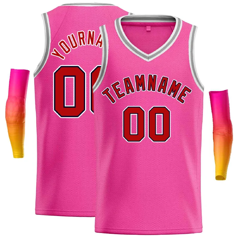 Men's basketball uniform high quality offer -Custom Pink Maroon-Black Classic Tops Men Casual Basketball Jersey