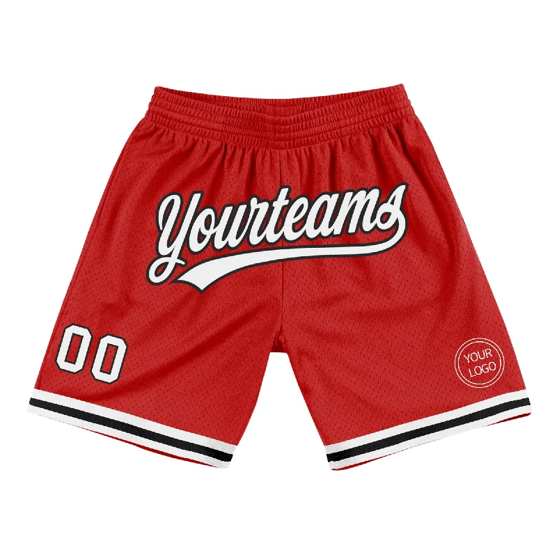 Men's basketball shorts quick-pro -Custom Red White-Black Authentic Throwback Basketball Shorts