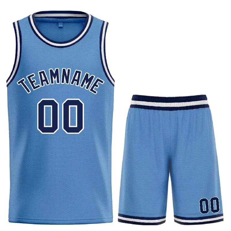 Men's basketball uniform performance kit -Custom Light Blue Navy-White Bull Classic Sets Basketball Jersey