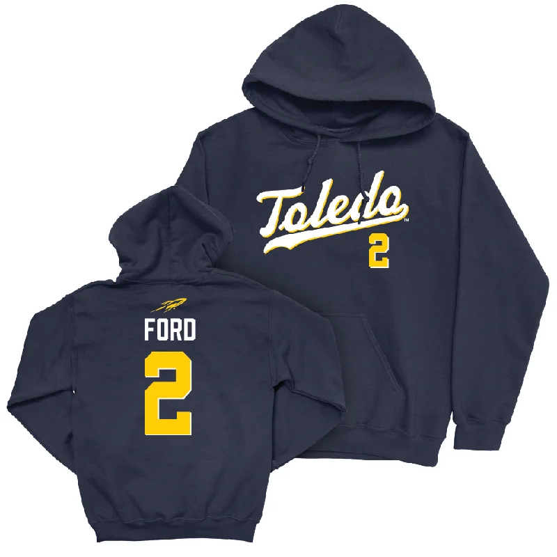 Men's hoodies UV-protection -Toledo Men's Basketball Navy Script Hoodie - Bryce Ford | #2