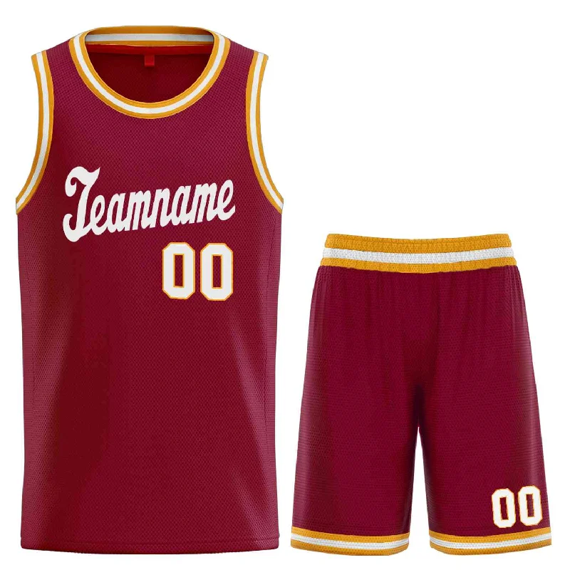 Men's basketball uniform athletic shorts -Custom Maroon White Classic Sets Sports Uniform Basketball Jersey