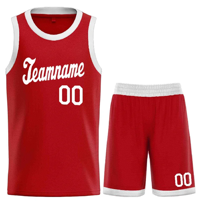 Men's basketball uniform stylish uniform -Custom Red White  Classic Sets Sports Uniform Basketball Jersey