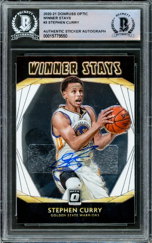 Men's basketball card high-value pack -Stephen Curry Autographed 2020-21 Donruss Optic Card #3 Golden State Warriors Beckett BAS #15779550