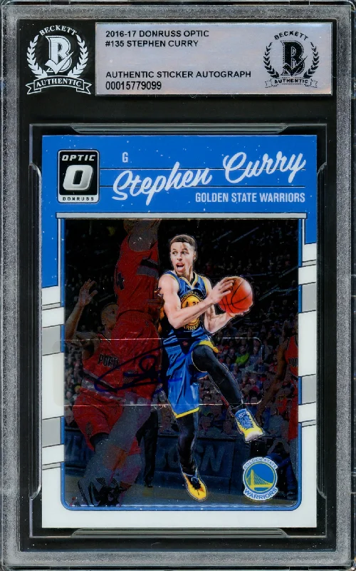 Men's basketball card trading event -Stephen Curry Autographed 2016-17 Donruss Optic Card #135 Golden State Warriors Beckett BAS #15779099