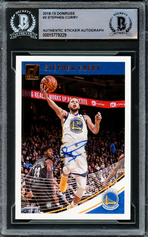 Men's basketball card legend series -Stephen Curry Autographed 2018-19 Donruss Card #2 Golden State Warriors Beckett BAS #15779229