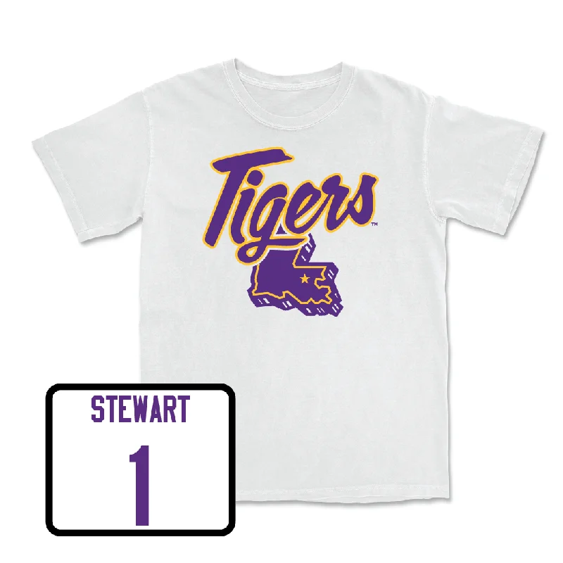 Men's basketball T-shirt player wear -Men's Basketball White Tiger State Tee - Carlos Stewart