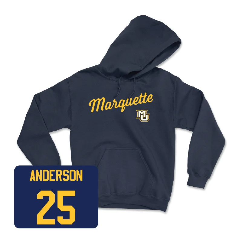 Men's hoodies relaxed -Navy Men's Basketball Script Hoodie  - Jack Anderson