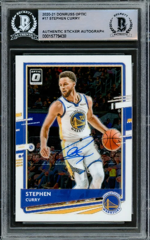 Men's basketball card special edition -Stephen Curry Autographed 2020-21 Donruss Optic Card #17 Golden State Warriors Beckett BAS Stock #216853