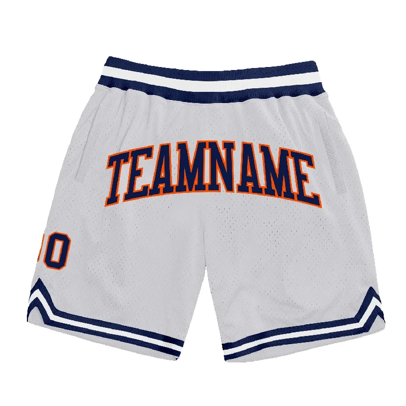 Men's basketball shorts dynamic-rugged -Custom White Navy-Orange Authentic Throwback Basketball Shorts