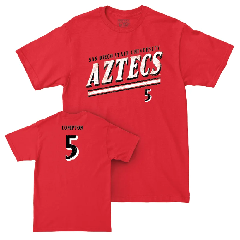 Men's basketball T-shirt low-cost option -SDSU Men's Basketball Red Slant Tee  - Pharaoh Compton