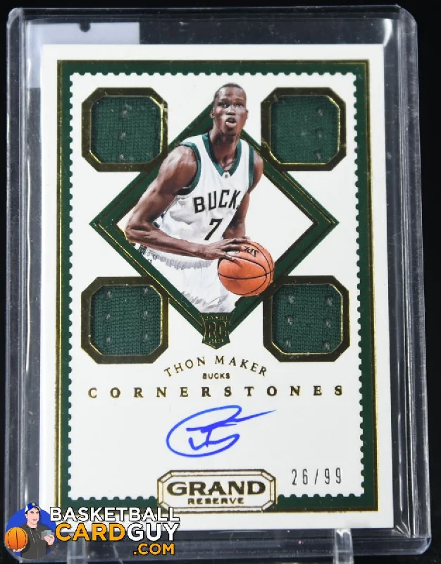 Men's basketball uniform custom shorts -Thon Maker 2016-17 Panini Grand Reserve Rookie Cornerstones Quad Jersey Autographs #/99