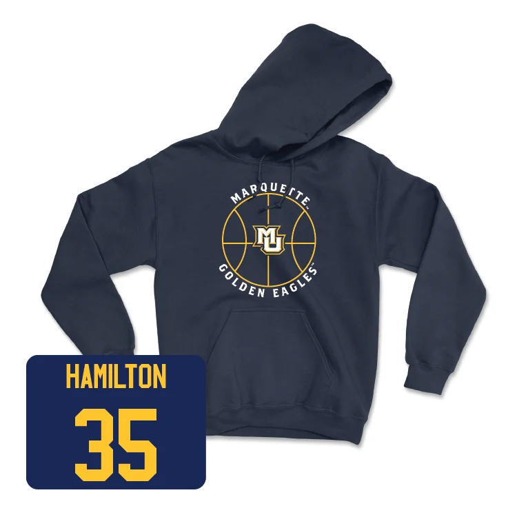 Men's hoodies green -Navy Men's Basketball Hardwood Hoodie - Caedin Hamilton