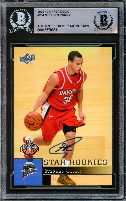 Men's basketball card elite rarity -Stephen Curry Autographed 2009-10 Upper Deck Rookie Card #234 Golden State Warriors Beckett BAS #15778851