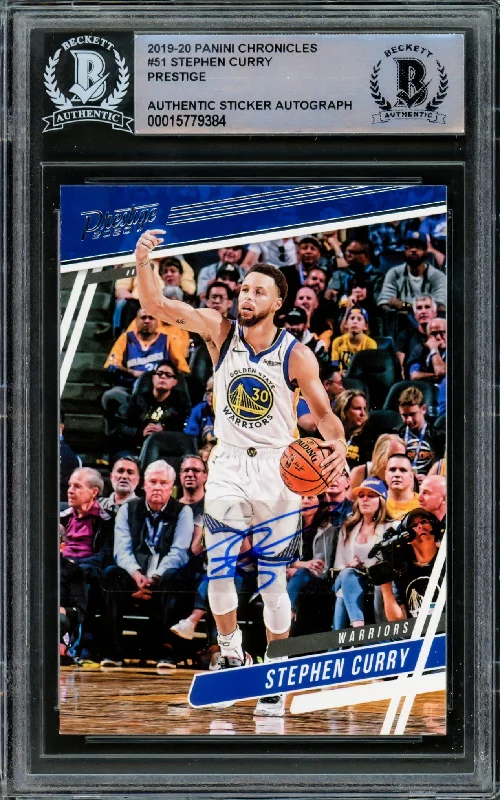 Men's basketball card collectible set -Stephen Curry Autographed 2019-20 Panini Chronicles Prestige Card #51 Golden State Warriors Beckett BAS #15779384