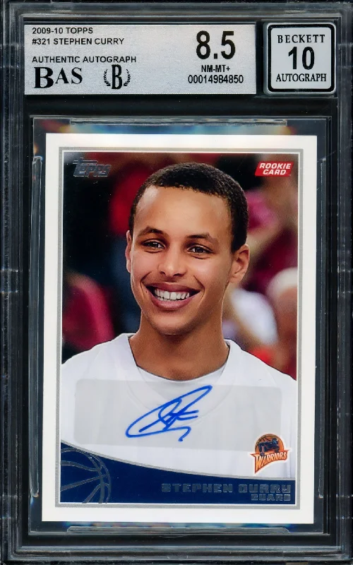 Men's basketball card quality collection -Stephen Curry Autographed 2009-10 Topps Rookie Card #321 Golden State Warriors BGS 8.5 Auto Grade Gem Mint 10 Beckett BAS #14984850