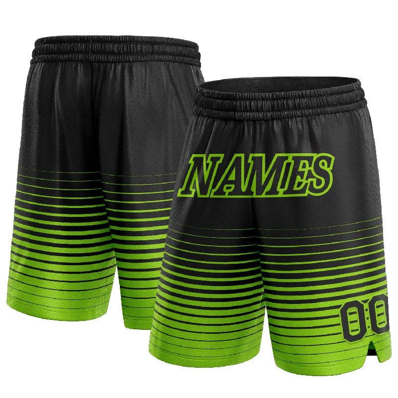 Men's basketball shorts lightweight-hybrid -Custom Black Neon Green Pinstripe Fade Fashion Authentic Basketball Shorts