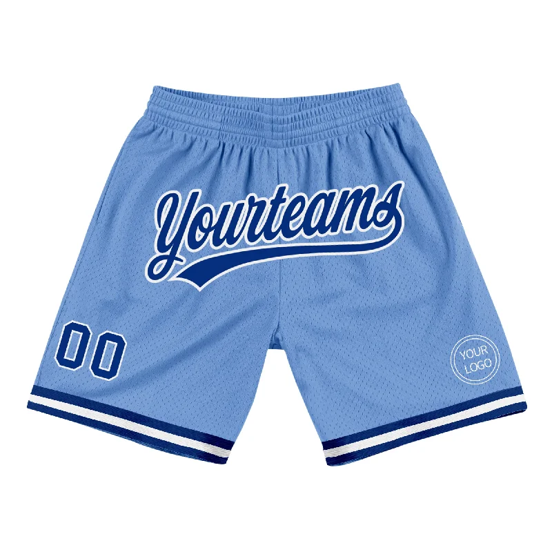 Men's basketball shorts durable-pro -Custom Light Blue Royal-White Authentic Throwback Basketball Shorts