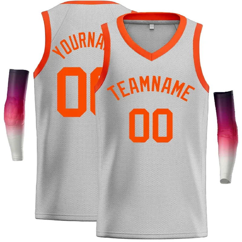 Men's basketball uniform lightweight jerseys -Custom Gray Orange-Classic Tops Men Casual Basketball Jersey