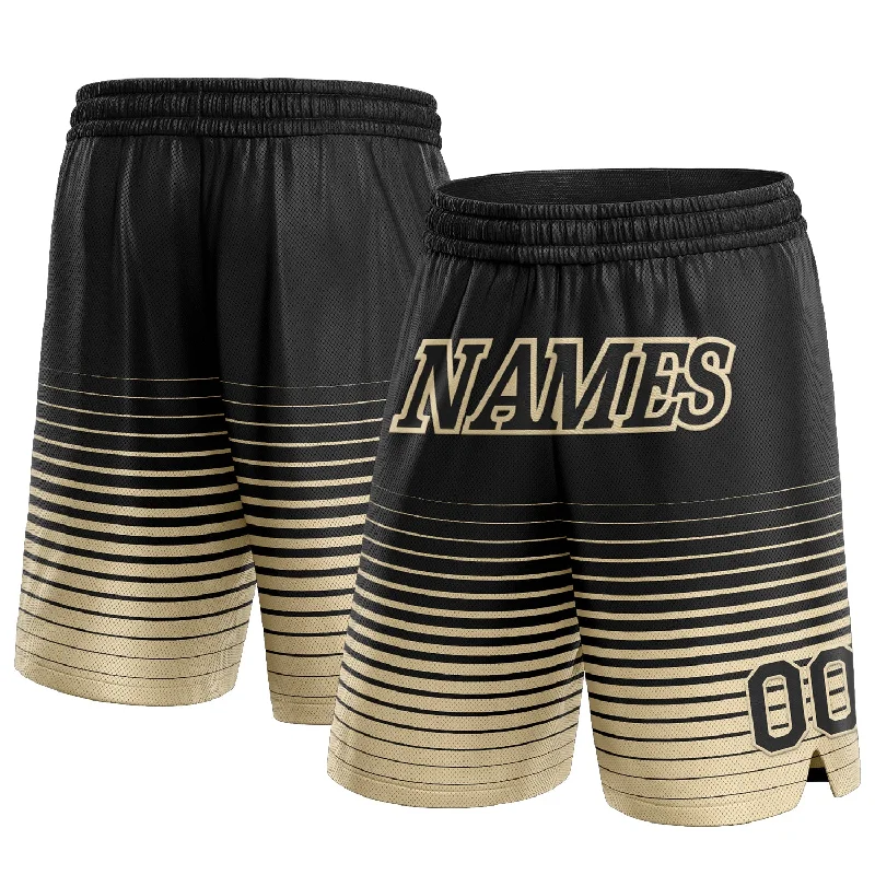 Men's basketball shorts urban-elite -Custom Black Cream Pinstripe Fade Fashion Authentic Basketball Shorts