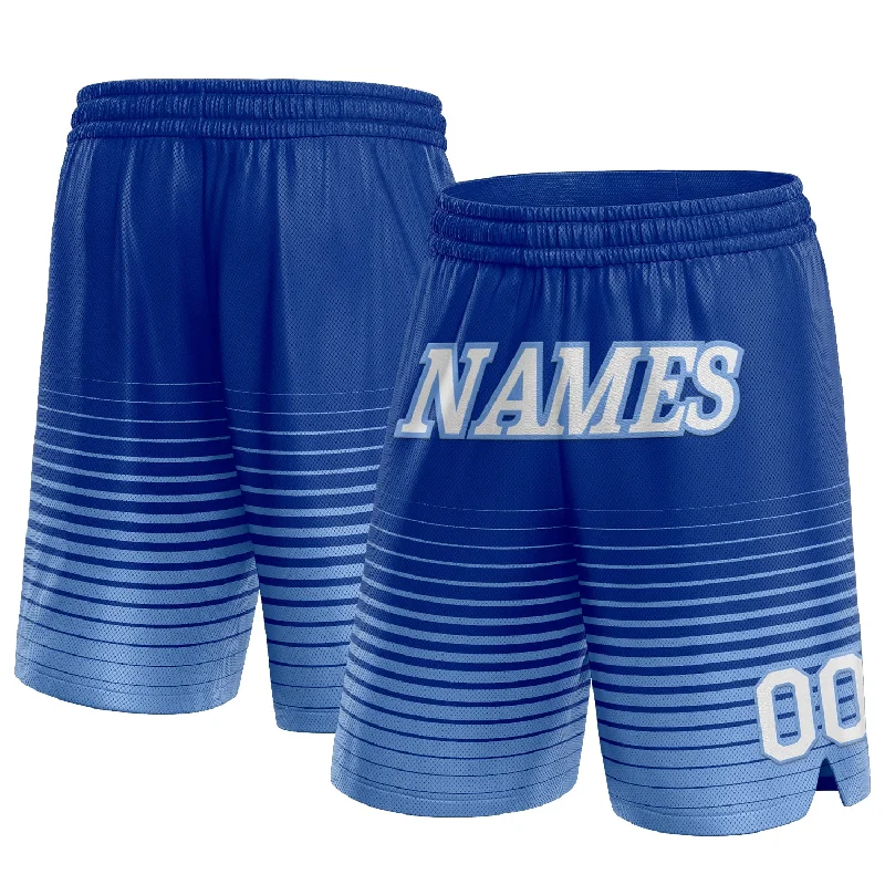 Men's basketball shorts rugged-team -Custom Royal White-Light Blue Pinstripe Fade Fashion Authentic Basketball Shorts