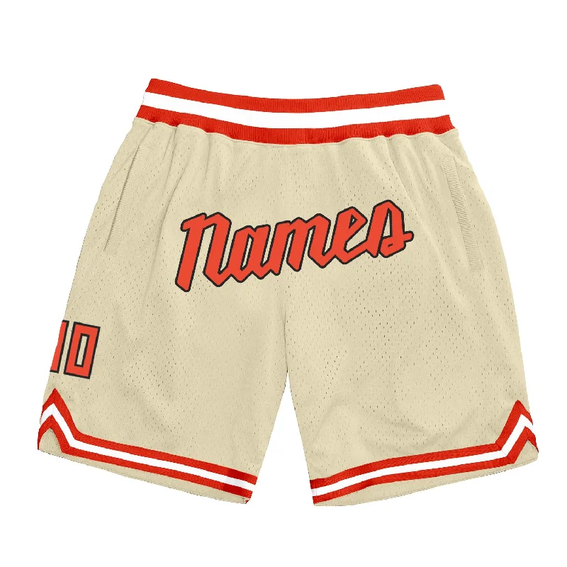 Men's basketball shorts sleek-hybrid -Custom Cream Orange-White Authentic Throwback Basketball Shorts