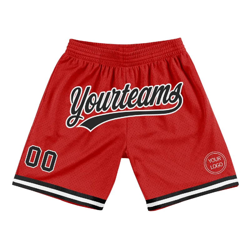 Men's basketball shorts breathable-hybrid -Custom Red Black-White Authentic Throwback Basketball Shorts