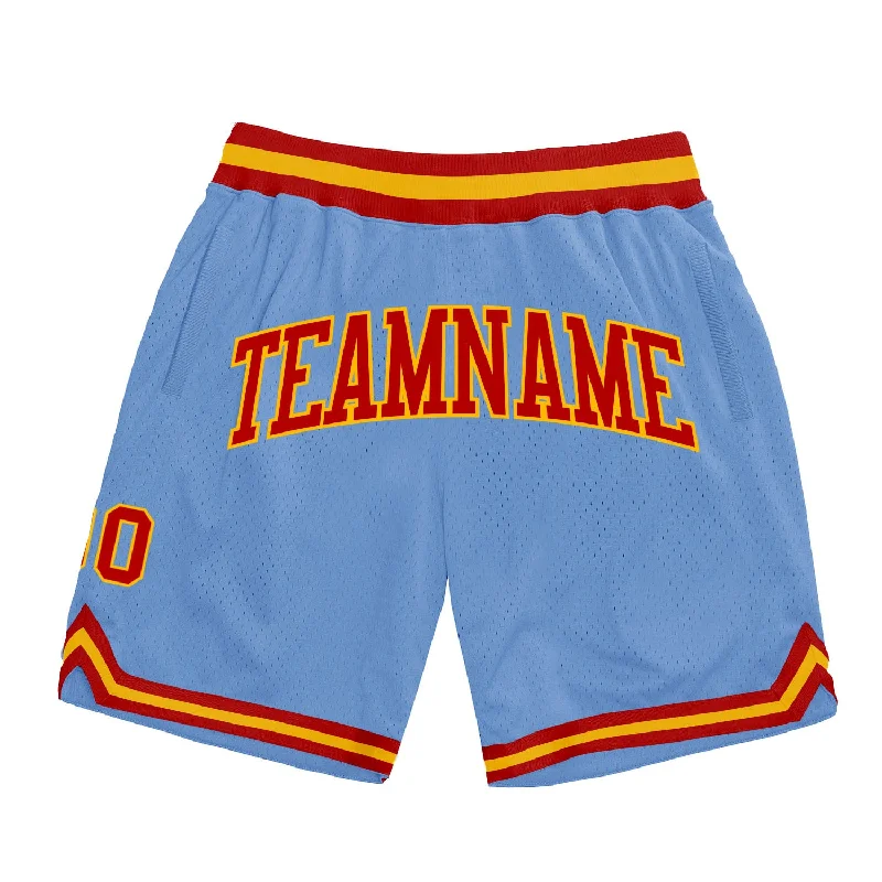 Men's basketball shorts cooling-team -Custom Light Blue Red-Gold Authentic Throwback Basketball Shorts