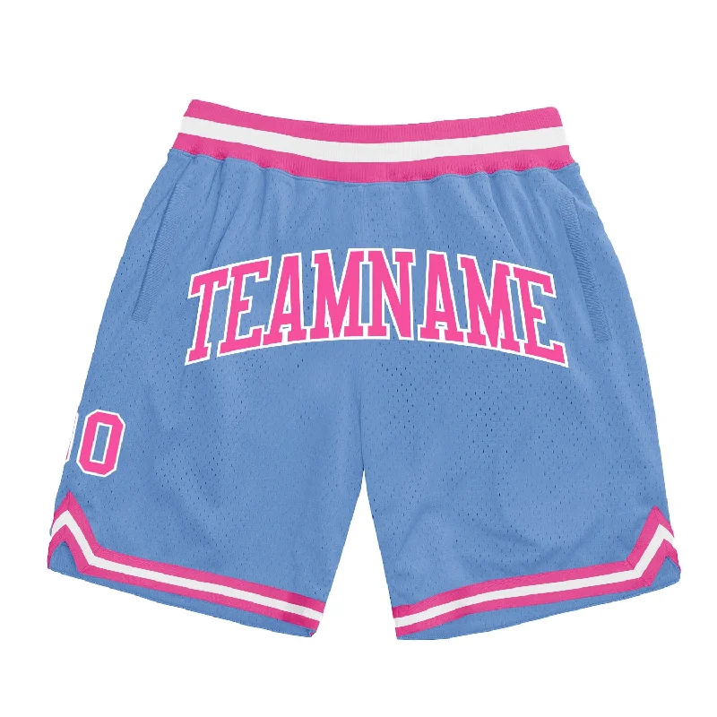 Men's basketball shorts performance-rugged -Custom Light Blue Pink-White Authentic Throwback Basketball Shorts