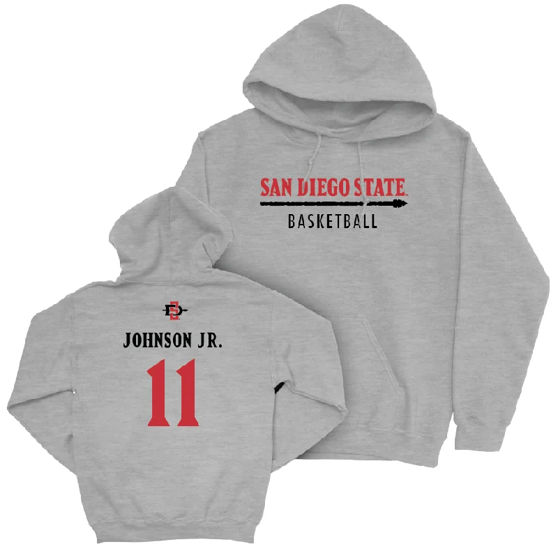 Men's hoodies relaxed-comfort -SDSU Men's Basketball Sport Grey Classic Hoodie - Demarshay Johnson Jr. #11