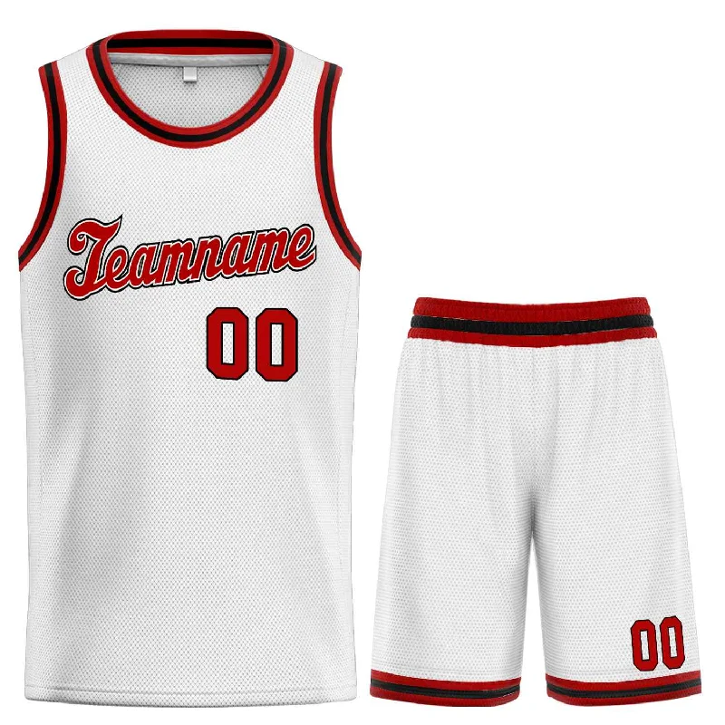 Men's basketball uniform workout gear -Custom White Maroon-Black Classic Sets Sports Uniform Basketball Jersey