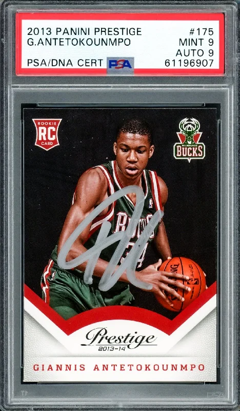 Men's basketball card pro deal -Giannis Antetokounmpo Autographed 2013 Panini Prestige Rookie Card #175 Milwaukee Bucks PSA 9 Auto Grade Mint 9 PSA/DNA #61196907