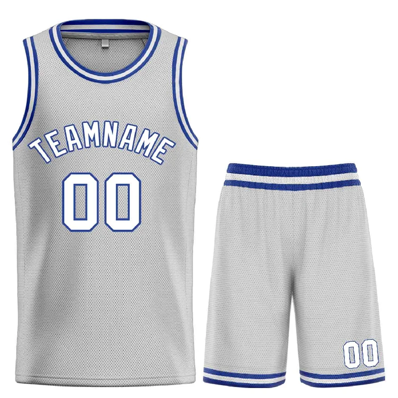 Men's basketball uniform high quality deal -Custom Gray White-Royal Classic Sets Bull Basketball Jersey