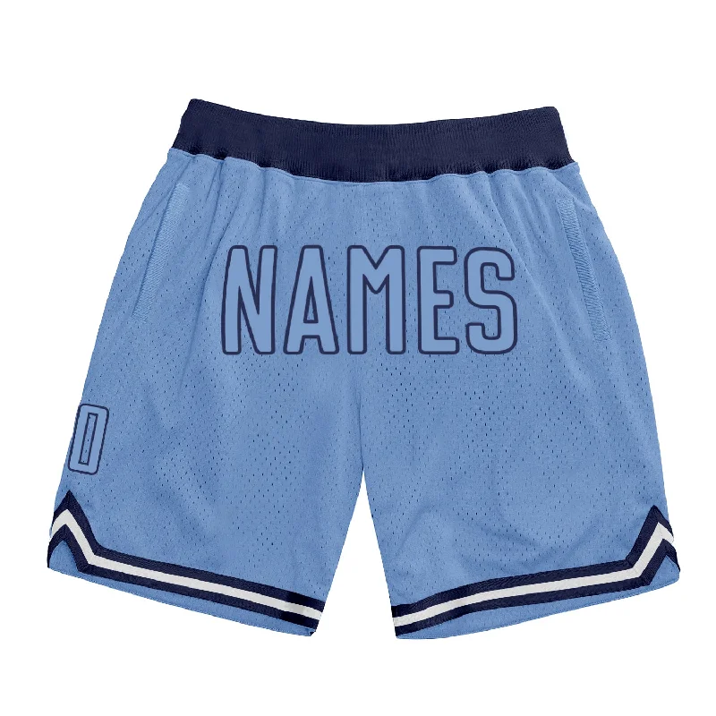 Men's basketball shorts cooling-elite -Custom Light Blue Light Blue-Navy Authentic Throwback Basketball Shorts