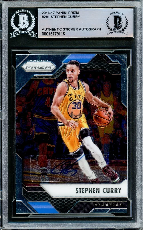 Men's basketball card squad set -Stephen Curry Autographed 2016-17 Panini Prizm Card #281 Golden State Warriors Beckett BAS Stock #216843