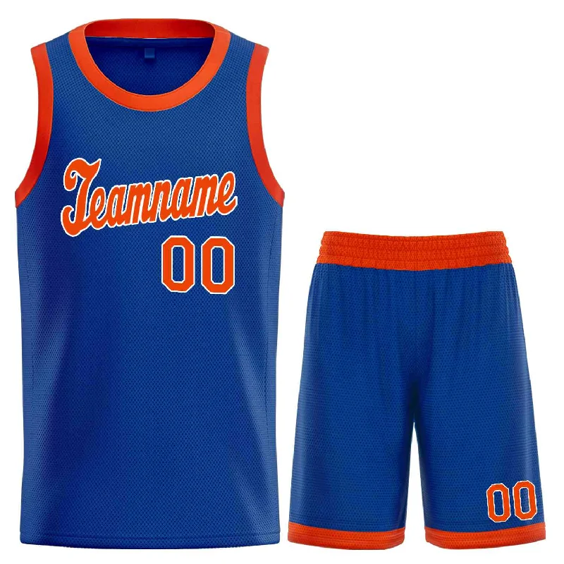 Men's basketball uniform pro team gear -Custom Royal Orange-White Classic Sets Sports Uniform Basketball Jersey